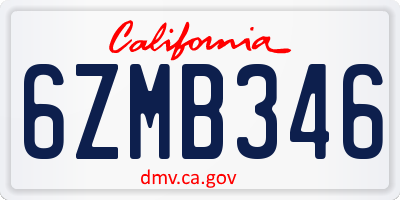 CA license plate 6ZMB346