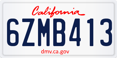 CA license plate 6ZMB413