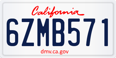 CA license plate 6ZMB571