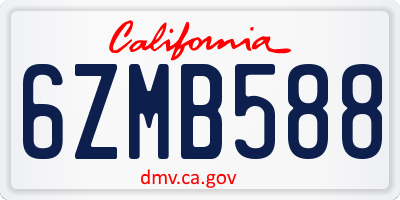CA license plate 6ZMB588