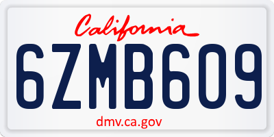 CA license plate 6ZMB609