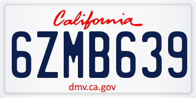 CA license plate 6ZMB639
