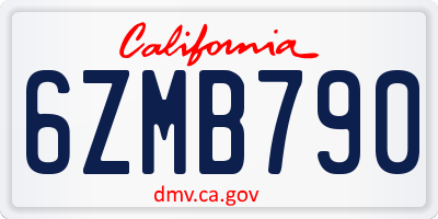 CA license plate 6ZMB790