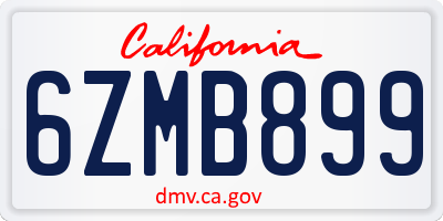 CA license plate 6ZMB899
