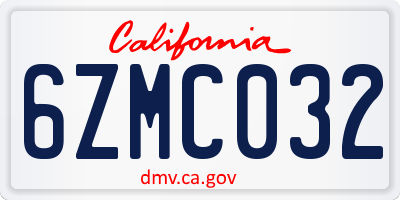 CA license plate 6ZMC032