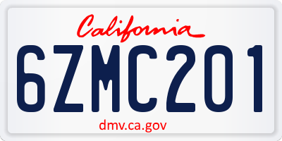 CA license plate 6ZMC201