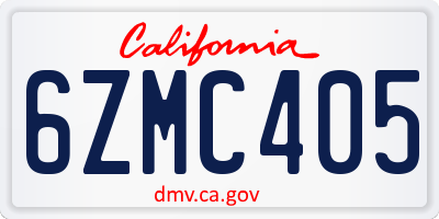 CA license plate 6ZMC405