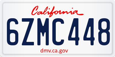 CA license plate 6ZMC448