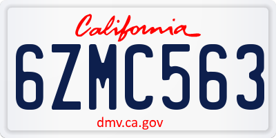 CA license plate 6ZMC563