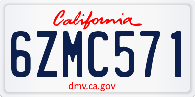 CA license plate 6ZMC571
