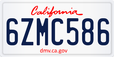 CA license plate 6ZMC586