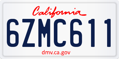 CA license plate 6ZMC611