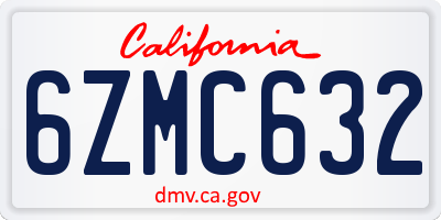 CA license plate 6ZMC632