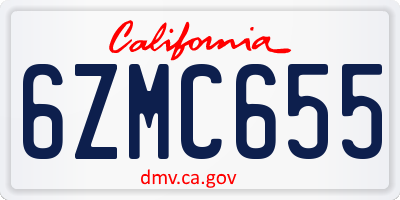 CA license plate 6ZMC655