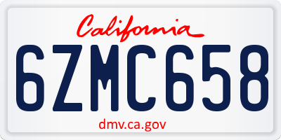 CA license plate 6ZMC658
