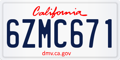 CA license plate 6ZMC671