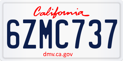 CA license plate 6ZMC737