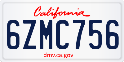 CA license plate 6ZMC756