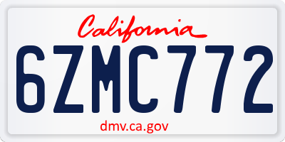 CA license plate 6ZMC772