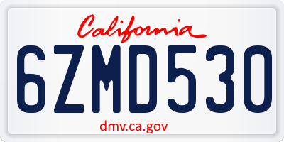 CA license plate 6ZMD530
