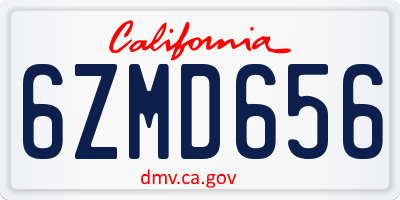 CA license plate 6ZMD656