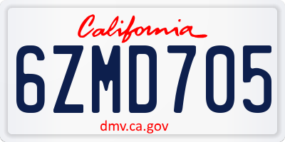 CA license plate 6ZMD705