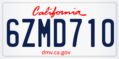 CA license plate 6ZMD710