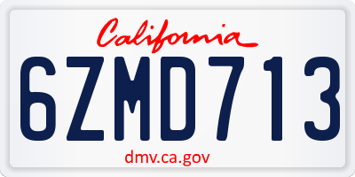 CA license plate 6ZMD713
