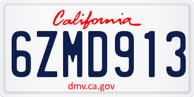 CA license plate 6ZMD913