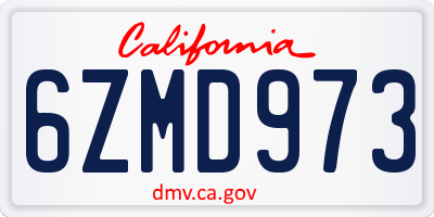 CA license plate 6ZMD973