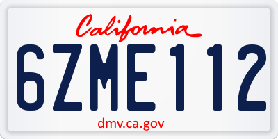CA license plate 6ZME112