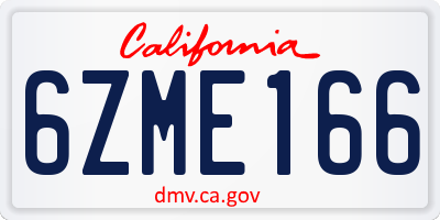 CA license plate 6ZME166