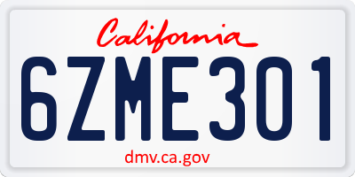 CA license plate 6ZME301