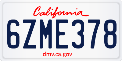 CA license plate 6ZME378