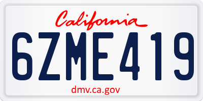 CA license plate 6ZME419