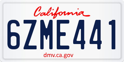 CA license plate 6ZME441