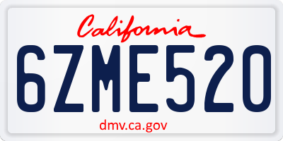 CA license plate 6ZME520