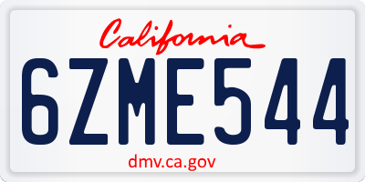 CA license plate 6ZME544