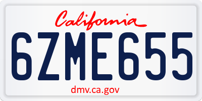 CA license plate 6ZME655