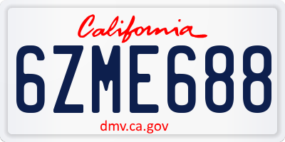 CA license plate 6ZME688
