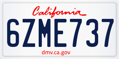 CA license plate 6ZME737