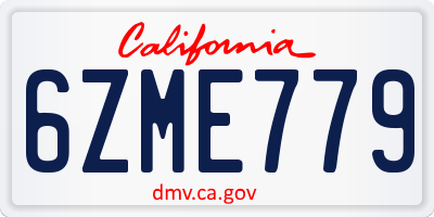 CA license plate 6ZME779