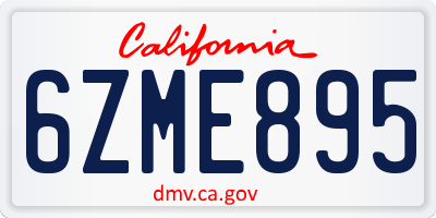 CA license plate 6ZME895