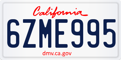 CA license plate 6ZME995