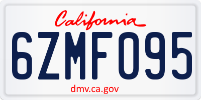 CA license plate 6ZMF095