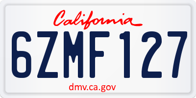 CA license plate 6ZMF127
