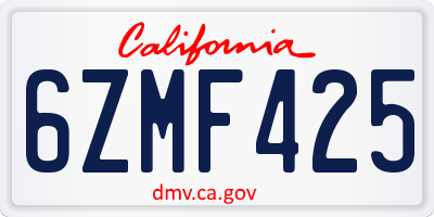 CA license plate 6ZMF425