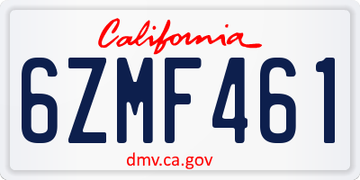 CA license plate 6ZMF461
