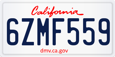 CA license plate 6ZMF559