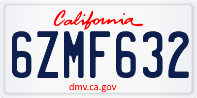CA license plate 6ZMF632